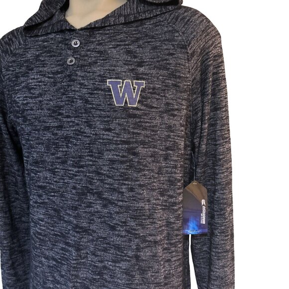 New WASHINGTON HUSKIES Men's Gray Athletic Hoodie Logo Hooded Sweater L - Picture 3 of 6